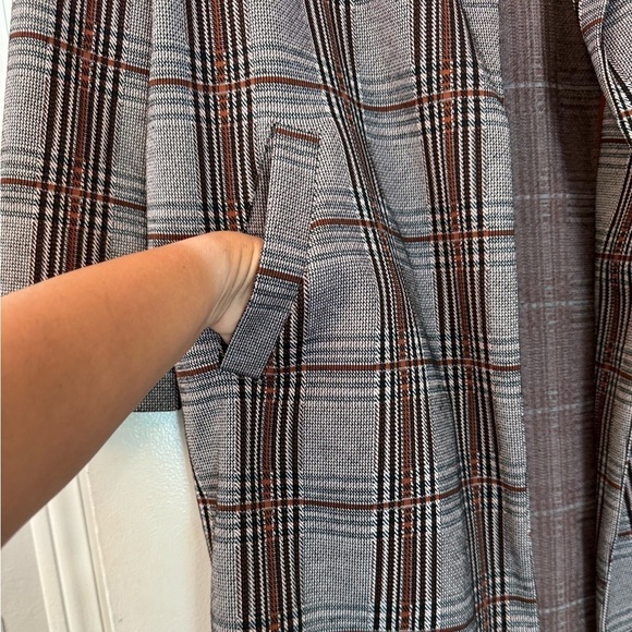 Melloday Plaid Longline  Blazer Coat Women’s Brown Checkered Fall Coat Size S - Picture 5 of 12